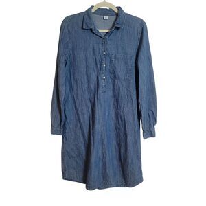 Old Navy Chambray Long Sleeve Shirt Dress Women's Medium Blue Classic Preppy